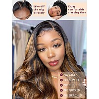 Beauty Forever 7X5 Bye Bye Knots 20 Balayage Brown Highlight 3D Body Wave Lace Front Wig Put On And Go Glueless Wigs With Preb