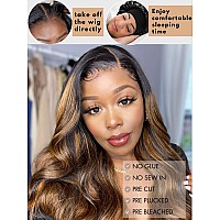 Beauty Forever 7X5 Bye Bye Knots 20 Balayage Brown Highlight 3D Body Wave Lace Front Wig Put On And Go Glueless Wigs With Preb