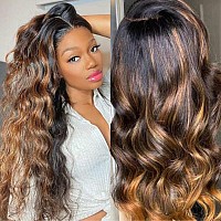 Beauty Forever 7X5 Bye Bye Knots 20 Balayage Brown Highlight 3D Body Wave Lace Front Wig Put On And Go Glueless Wigs With Preb