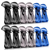 Be Bigeddie 12Pcs Durags For Men Silk Durag For Men Women Waves Satin Du Rag With Long Tail And Wide Straps Durags For Men Si