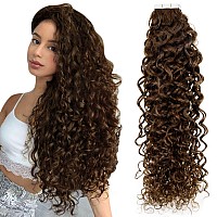 Easyouth Curly Tape In Hair Extensions Human Hair Brown Tape In Human Hair Extensions Medium Brown Tape In Extensions Natural Cu