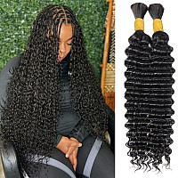 Curly Human Braiding Hair For Boho Braids Bohemian Deep Wave Bulk Human Hair For Micro Braiding Hair Wet And Wavy Boho Knotless