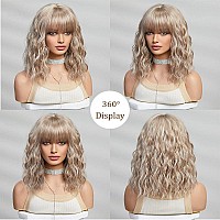 Short Blonde Bang Wig Shoulder Length Bob Curly Wavy Wigs For Women Charming Heatresistant Synthetic Hair Wigs For Cosplay Par