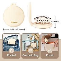 Rhos Folding Hairbrush With Mirror For Women Men And Kids Small Brush With Soft Nylon Bristles Portable Hairbrush With Mirr