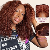 Julia Hair Bye Bye Knots 7X5 Glueless Wigs Pre Cut Lace Front Curly Human Hair Reddish Brown Deep Curly Invisible Knots Pre Ever