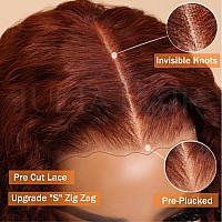 Julia Hair Bye Bye Knots 7X5 Glueless Wigs Pre Cut Lace Front Curly Human Hair Reddish Brown Deep Curly Invisible Knots Pre Ever