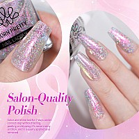 Born Pretty Holographic Glitter Nail Polish Pearl Mermaid Nail Polish Pink Purple Polarization Effect Lacquer 10Ml