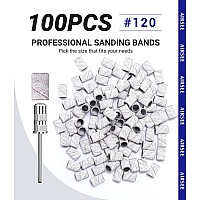 Airsee Sanding Bands For Electric Nail Drill 100 Piece Set 120 Grit Coarse Acrylic File Attachments Professional 1 Sander Mandre