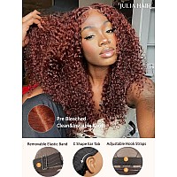 Julia Hair Curly Glueless Lace Front Wigs Human Hair Reddish Brown Color For Women Bye Bye Knots Wig Glueless Pre Cut 7X5 Lace C