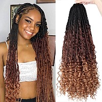 Lmzim 24 Inch 8 Packs Boho Box Braids Crochet Hair Bohemian Crochet Box Braids With Curly Ends Goddess Box Braids Synthetic Croc