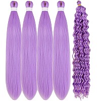 Gozill Light Purple Braiding Hair Pre Stretched Lavender Boho Braids Kanekalon Prestretched Braiding Hair For Bohemian Hair Ez B