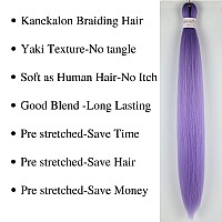 Gozill Light Purple Braiding Hair Pre Stretched Lavender Boho Braids Kanekalon Prestretched Braiding Hair For Bohemian Hair Ez B