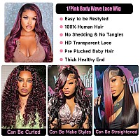 Keabalo Ombre Lace Front Wig Human Hair Skunk Stripe Human Hair Wigs 13X4 Hd Lace Frontal Body Wave Highlight Pink Human Hair Wi