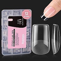 Beetles Short Square Gel Nail Tips 12 Sizes 288 Pcs Half Matte Full Cover False Nails Clear Acrylic Nails Glue On Nails For Girl