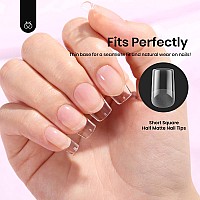 Beetles Short Square Gel Nail Tips 12 Sizes 288 Pcs Half Matte Full Cover False Nails Clear Acrylic Nails Glue On Nails For Girl