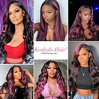 Keabalo Ombre Lace Front Wig Human Hair Skunk Stripe Human Hair Wigs 13X4 Hd Lace Frontal Body Wave Highlight Pink Human Hair Wi