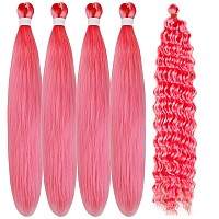 Gozill Pink Braiding Hair Pre Stretched Boho Braids Kanekalon Prestretched Braiding Hair For Bohemian Hair Ez Braid Micro Braidi