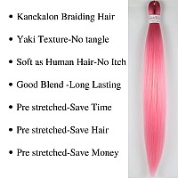 Gozill Pink Braiding Hair Pre Stretched Boho Braids Kanekalon Prestretched Braiding Hair For Bohemian Hair Ez Braid Micro Braidi