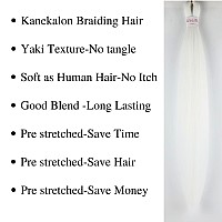 Gozill White Braiding Hair Pre Stretched Boho Braids Kanekalon Prestretched Braiding Hair For Bohemian Hair Ez Braid Micro Braid