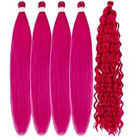 Gozill Hot Pink Braiding Hair Pre Stretched Boho Braids Kanekalon Prestretched Braiding Hair For Bohemian Hair Ez Braid Micro Br