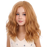 Pattnium Strawberry Blonde Wig For Kids Child Short Curly Wavy Blonde Brown Wig Girl Side Part Shoulder Length Hair Synhhetic Wi