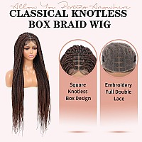 Lexqui 36 Inch Braided Wigs For Women Square Knotless Braided Lace Front Wigs Full Double Lace Box Braid Wig With Baby Hair Huma