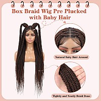 Lexqui 36 Inch Braided Wigs For Women Square Knotless Braided Lace Front Wigs Full Double Lace Box Braid Wig With Baby Hair Huma