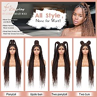 Lexqui 36 Inch Braided Wigs For Women Square Knotless Braided Lace Front Wigs Full Double Lace Box Braid Wig With Baby Hair Huma