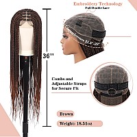 Lexqui 36 Inch Braided Wigs For Women Square Knotless Braided Lace Front Wigs Full Double Lace Box Braid Wig With Baby Hair Huma