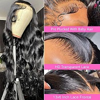 13X6 Hd Transparent Lace Front Wigs Human Hair Pre Plucked 220 Density Brazilian Body Wave Frontal Wigs Human Hair With Baby Hai