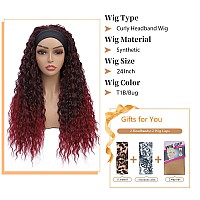 Alicoco Headband Wig Curly Headband Wigs For Women 180 Density Water Wave Glueless Wig Synthetic Half Wig With Headbands Attach