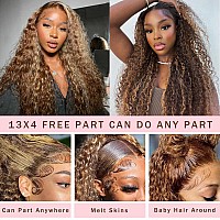 Glownina Ombre Lace Front Wig Human Hair 13X4 Hd Honey Blonde 180 Density 427 Deep Wave Lace Frontal Wigs Glueless Wigs Human H