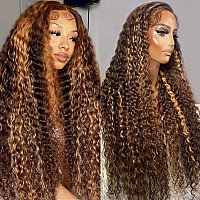 Glownina Ombre Lace Front Wig Human Hair 13X4 Hd Honey Blonde 180 Density 427 Deep Wave Lace Frontal Wigs Glueless Wigs Human H