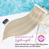 Reecho 20 Straight Long 4 Pcs Set Thick Clip In On Hair Extensions Ash Blonde With Highlights