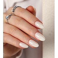 Morily 30Pcs Press On Nails Almond Milky White Fake Nails Short Glossy Acrylic False Nails Reusable Full Cover Stick On Nails F