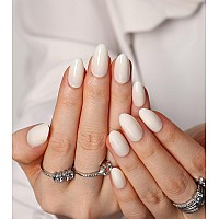 Morily 30Pcs Press On Nails Almond Milky White Fake Nails Short Glossy Acrylic False Nails Reusable Full Cover Stick On Nails F