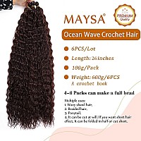 Brown Ocean Wave Crochet Hair Curly Braiding Crochet Hair 26 Inch Long Deep Wavy Crochet Hair Extensions 6Packs 4 Medium Bro