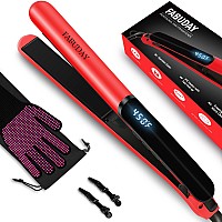 Fabuday Flat Iron Hair Straightener Dual Voltage Heat Up Quickly Lcd Display Auto Shutoff 12 Adjustable Temp Hot Iron For