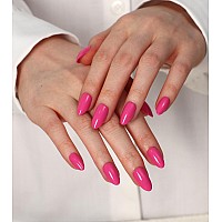 Morily 30Pcs Hot Pink Press On Nails Almond Short Fake Nails Glossy Acrylic False Nails Reusable Full Cover Stick On Nails For