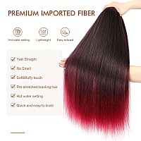 Difunee Prestretched Braiding Hair 22 Inch 8 Packs Ombre Red Long Braiding Hair For Twist Or Box Braids Yaki Texture Hot Wat