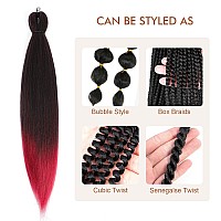 Difunee Prestretched Braiding Hair 22 Inch 8 Packs Ombre Red Long Braiding Hair For Twist Or Box Braids Yaki Texture Hot Wat