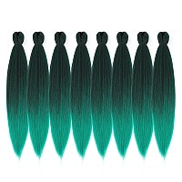 Difunee Prestretched Braiding Hair 16 Inch 8 Packs Ombre Green Short Braiding Hair For Twist Or Box Braids Yaki Texture Hot