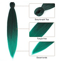 Difunee Prestretched Braiding Hair 16 Inch 8 Packs Ombre Green Short Braiding Hair For Twist Or Box Braids Yaki Texture Hot