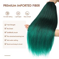 Difunee Prestretched Braiding Hair 16 Inch 8 Packs Ombre Green Short Braiding Hair For Twist Or Box Braids Yaki Texture Hot