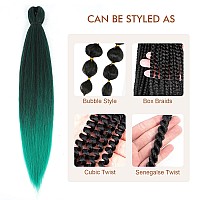 Difunee Prestretched Braiding Hair 16 Inch 8 Packs Ombre Green Short Braiding Hair For Twist Or Box Braids Yaki Texture Hot