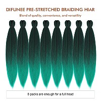 Difunee Prestretched Braiding Hair 16 Inch 8 Packs Ombre Green Short Braiding Hair For Twist Or Box Braids Yaki Texture Hot