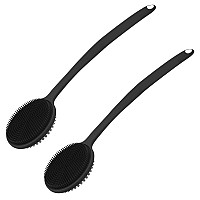 2 Pack Silicone Back Scrubber For Shower New Update Bath Body Double Sided Brush With Long Handle For Shower Exfoliating And Ma