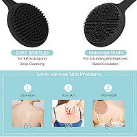 2 Pack Silicone Back Scrubber For Shower New Update Bath Body Double Sided Brush With Long Handle For Shower Exfoliating And Ma