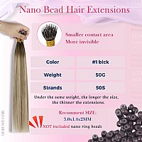 Moresoo Nano Bead Hair Extensions Real Human Hair Balayage Dark Brown With Ash Blonde Nano Tip Hair Extensions Human Hair Blonde