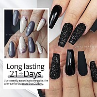 Ur Sugar Black White Gel Nail Polish Set 6 Colors Black White Grey Gel Polish Black Glitter Sliver Glitter Nail Polish Set For